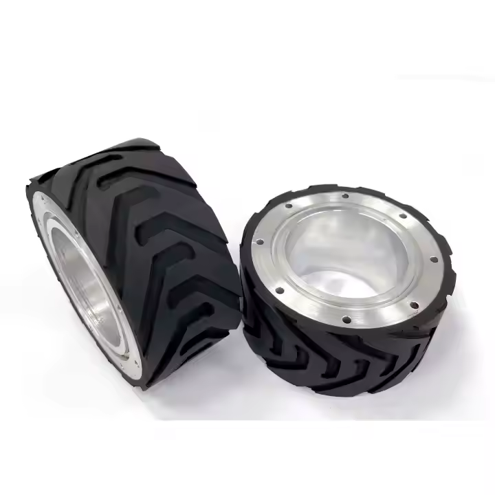 Custom DIY trolley drive roller with wear‑resistant rubber, silicone or polyurethane – load‑bearing wheel for robot walking applications