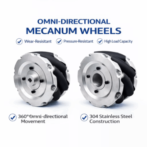 メカナムホイールシリーズ – 100mm, 127mm, 152mm, 175mm, 203mm, 254mm, 304mm, 355mm, 381mm, 406mm | ヘビーデューティ工業用ポリウレタン 8ローラーデザイン